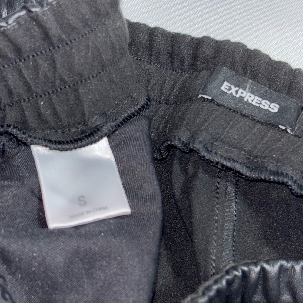 Express Women Faux Black Leather Pull On High Rise Jogger Pants‎ Size Small - Picture 8 of 12